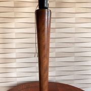 Vintage Unilux lamp in wood and opal glass, Scandinavian style.