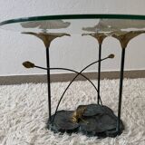 Table basse nénuphars en bronze vintage
