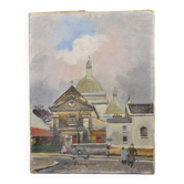 Antoine Burger (1942-2016) L'église - Huile sur toile - Signée