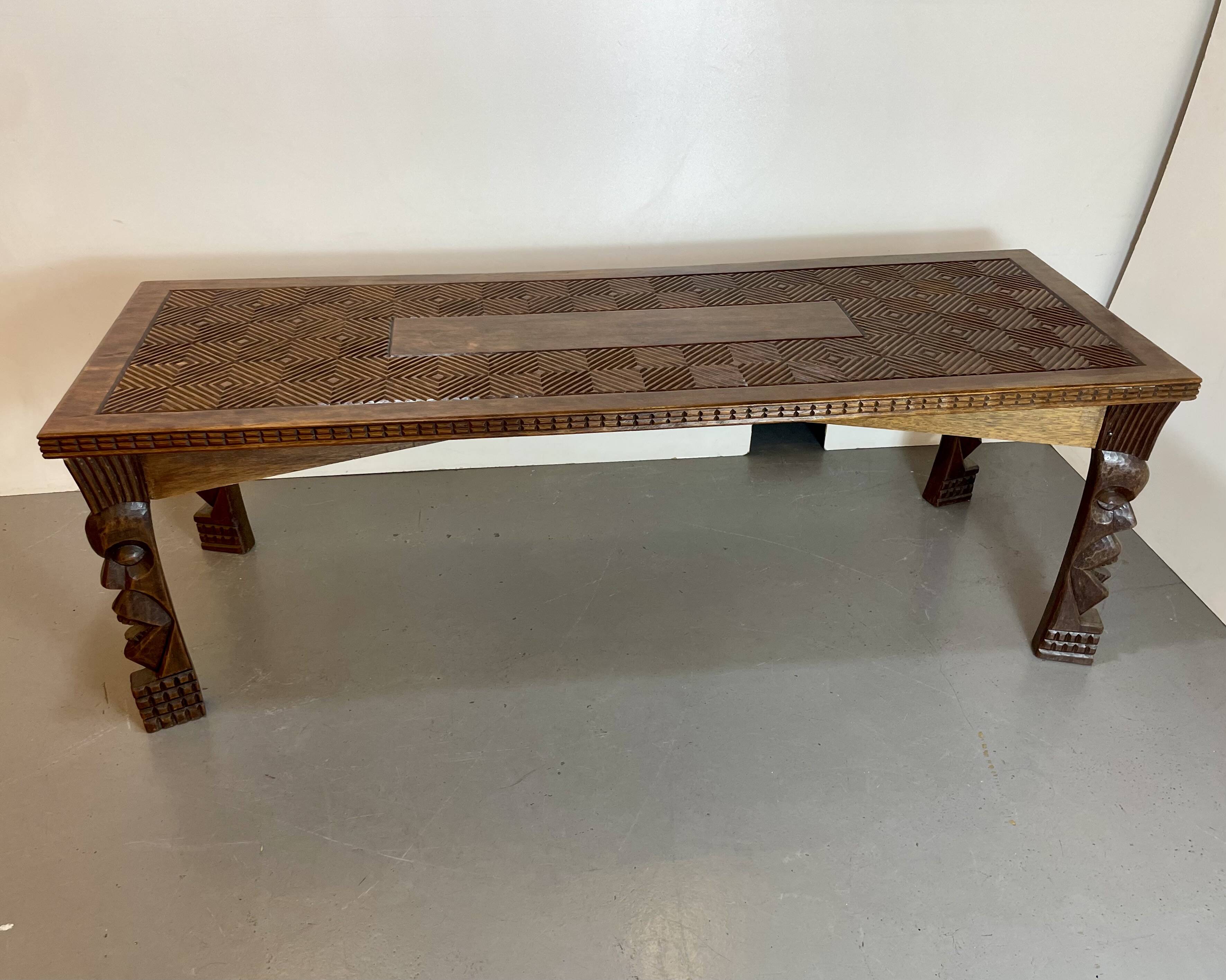 Hand-carved Congolese coffee table, 1989
