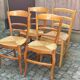 4 chaises de cuisine en bois massif paillées