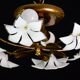 Petite vintage Murano ceiling light white flowers, 1970s