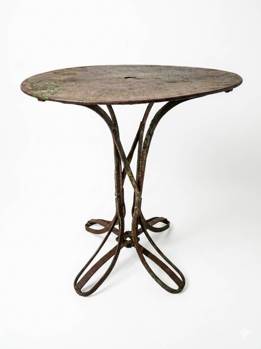 Table de jardin Eiffel en fer forgé riveté du XIXe
