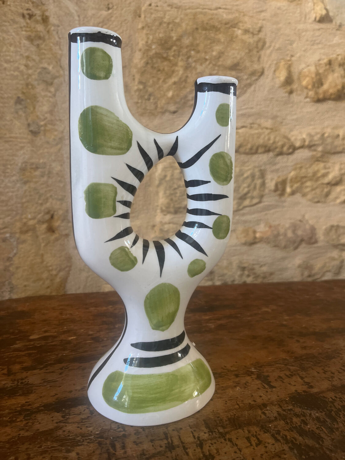 REVERNAY. Barbotine vase sculpture 1970s h 25cm