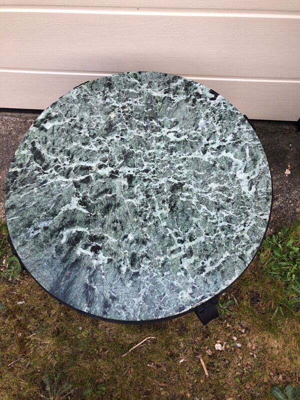 Table basse marbre et métal noir