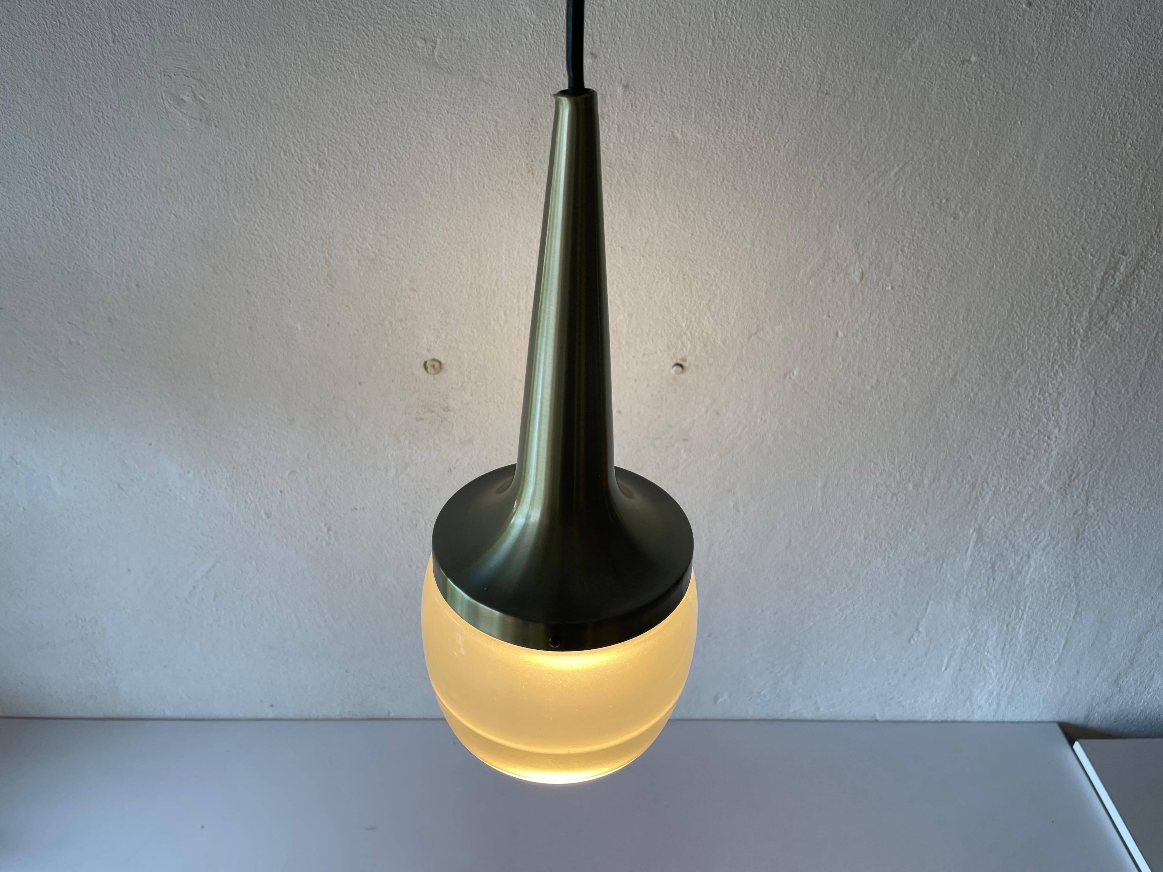 Heavy frosted glass pendant lamp by Staff, 1960s, Germany