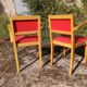 Paire de fauteuil bridge en Skaï rouge