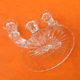 Bougeoir 3 branches verre moulé et ciselé