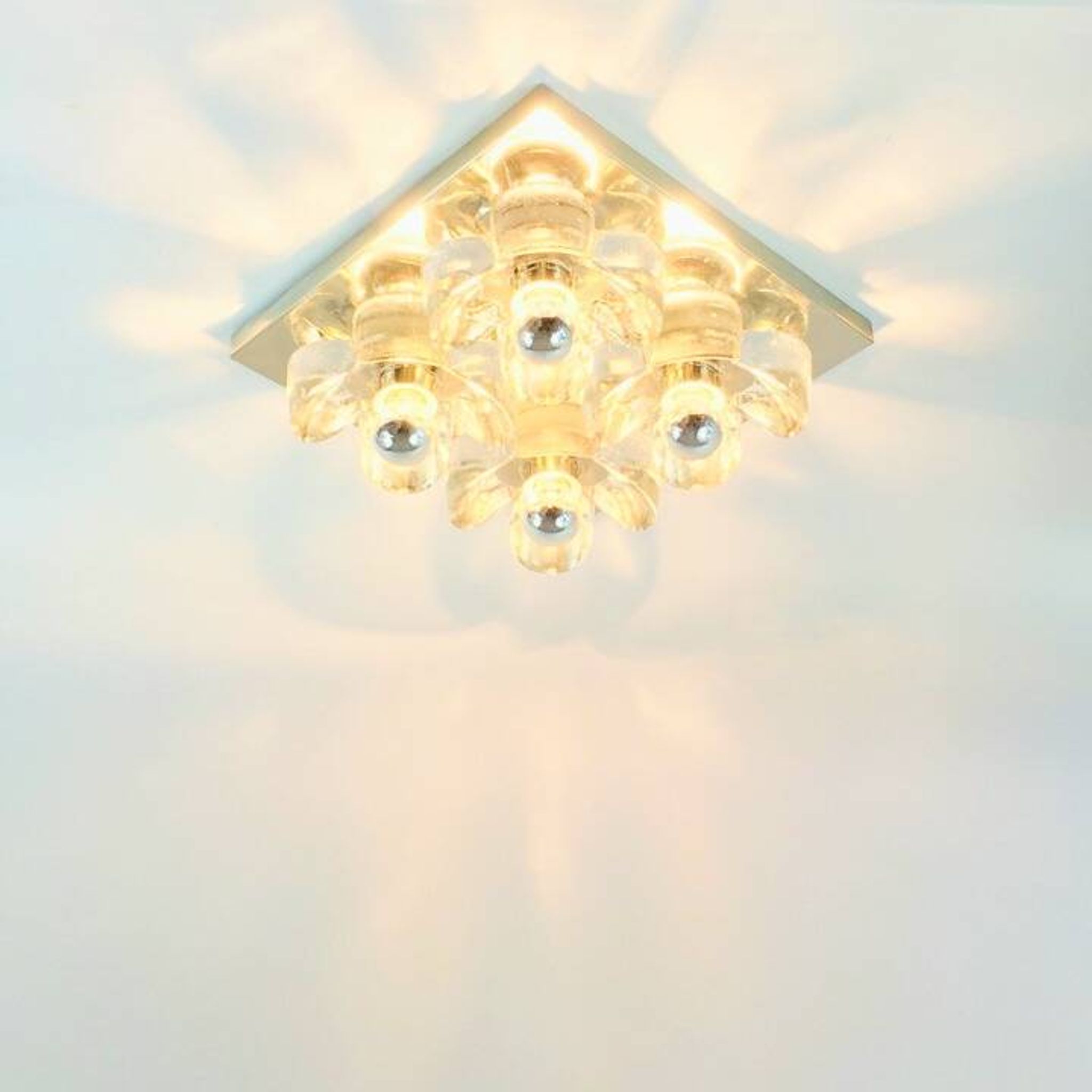 XL Mid Century floral wall light in glass and chrome by Sische, 1960s.