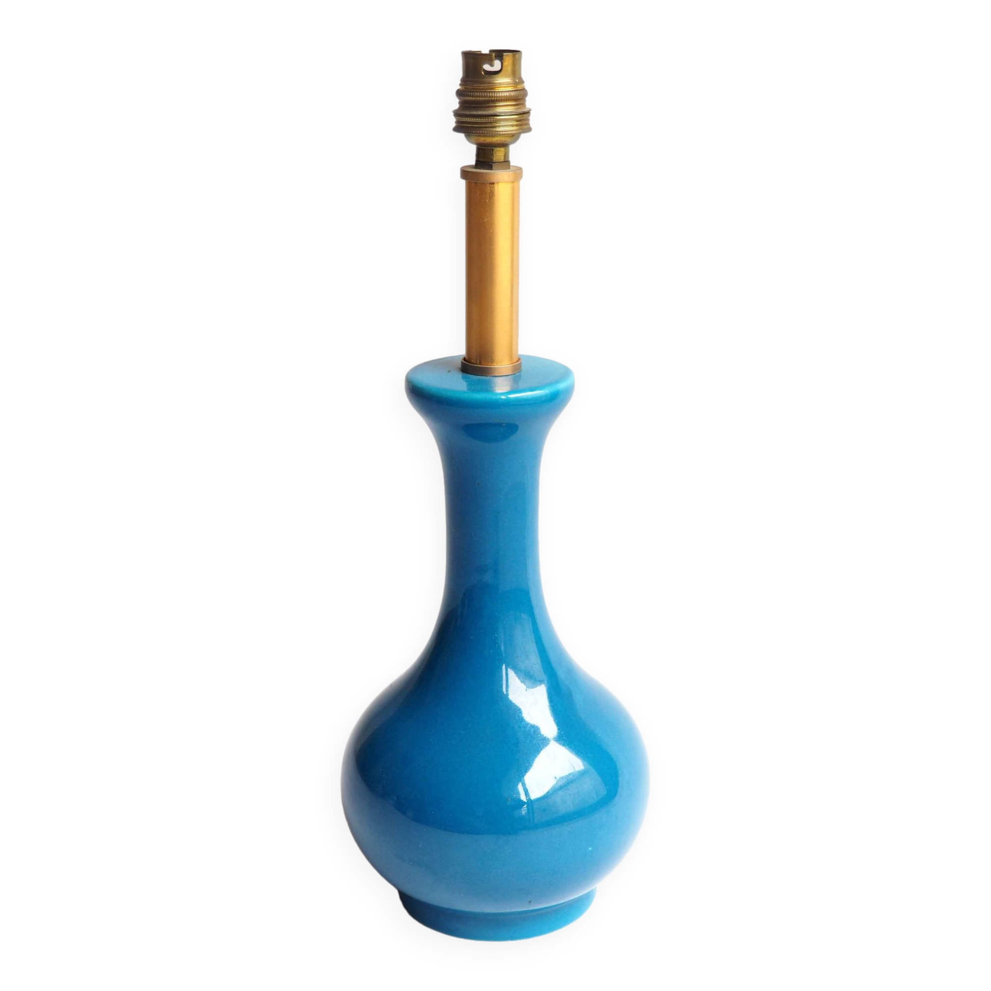 Pied de lampe en céramique bleue