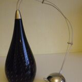 Suspension signed Vianne, inverted drop in glass lined black nuanced and purple interior