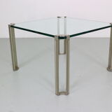 Peter Ghyczy for Ghyzcy Square Glass Coffee Table, 1970's Hollywood Regency