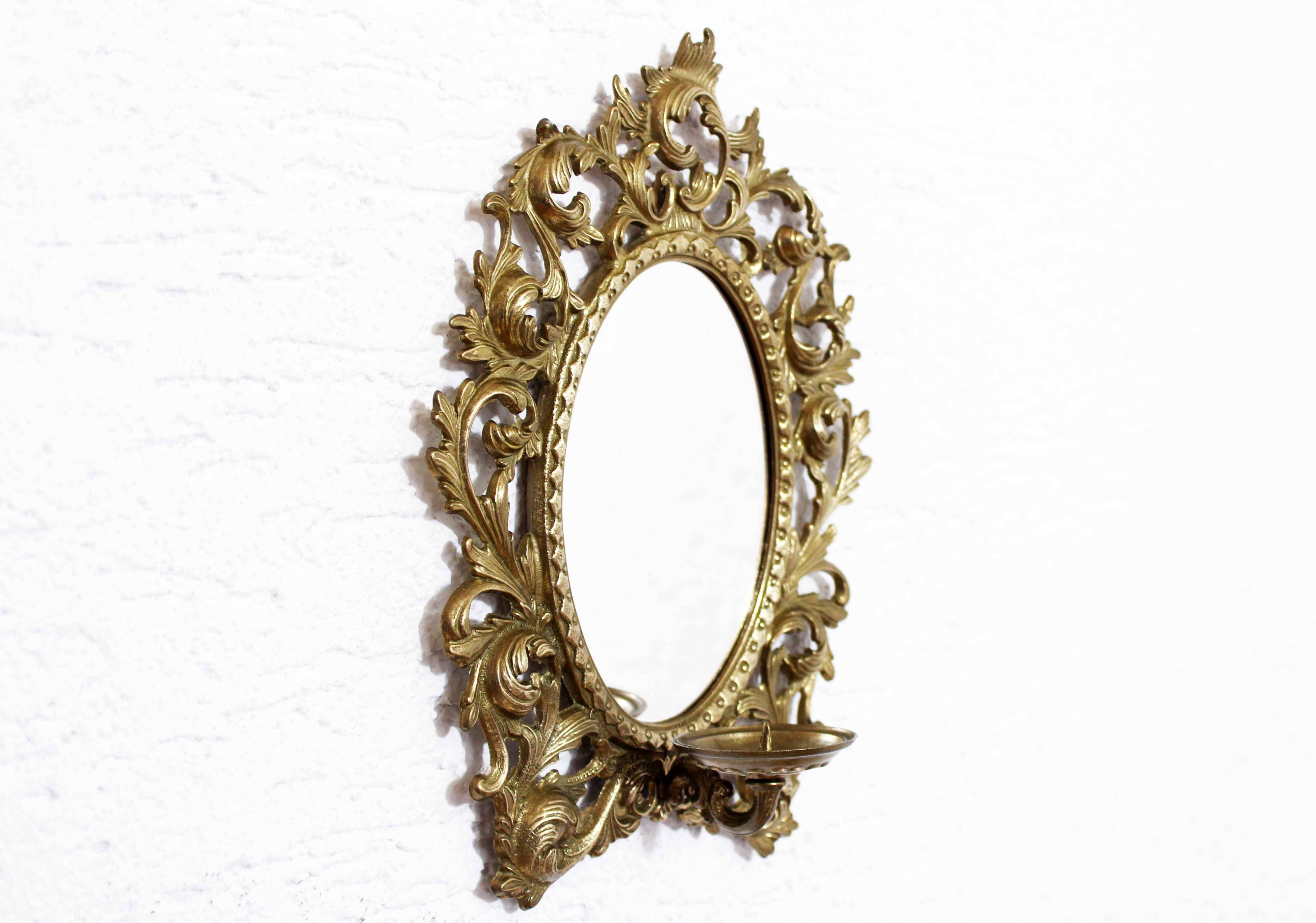 Miroir en laiton avec bougeoir