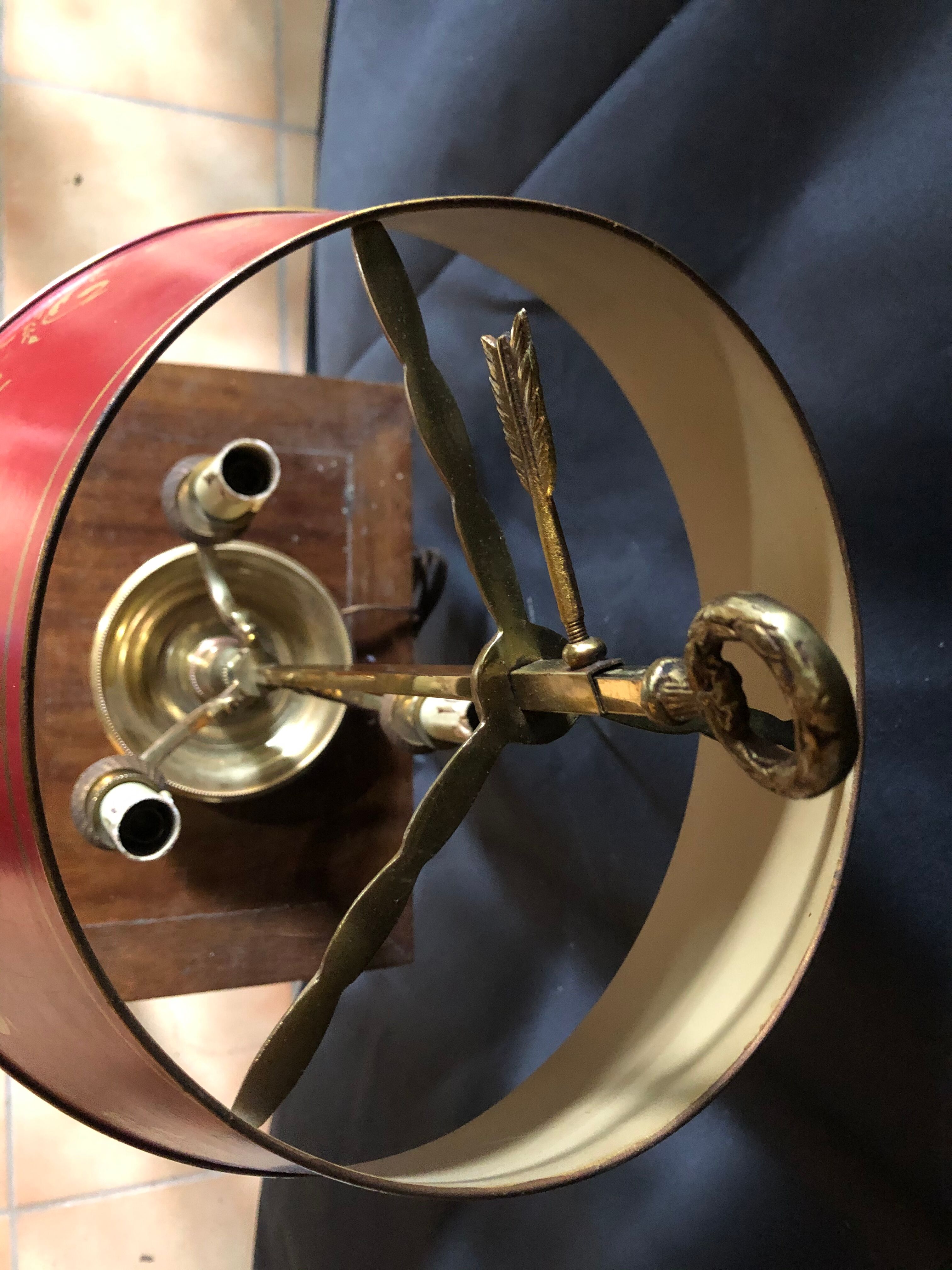 Lamp Bouillotte 19th Bronze Dore 3 Bras De Lumiere