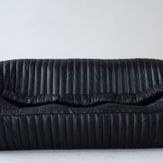 Black Leather Sandra Sofa Set by Annie Hieronimus for Ligne Roset, 1973, Set of 6