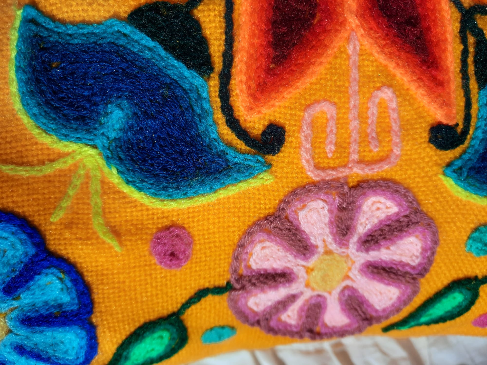 Yellow Peruvian cushion cover