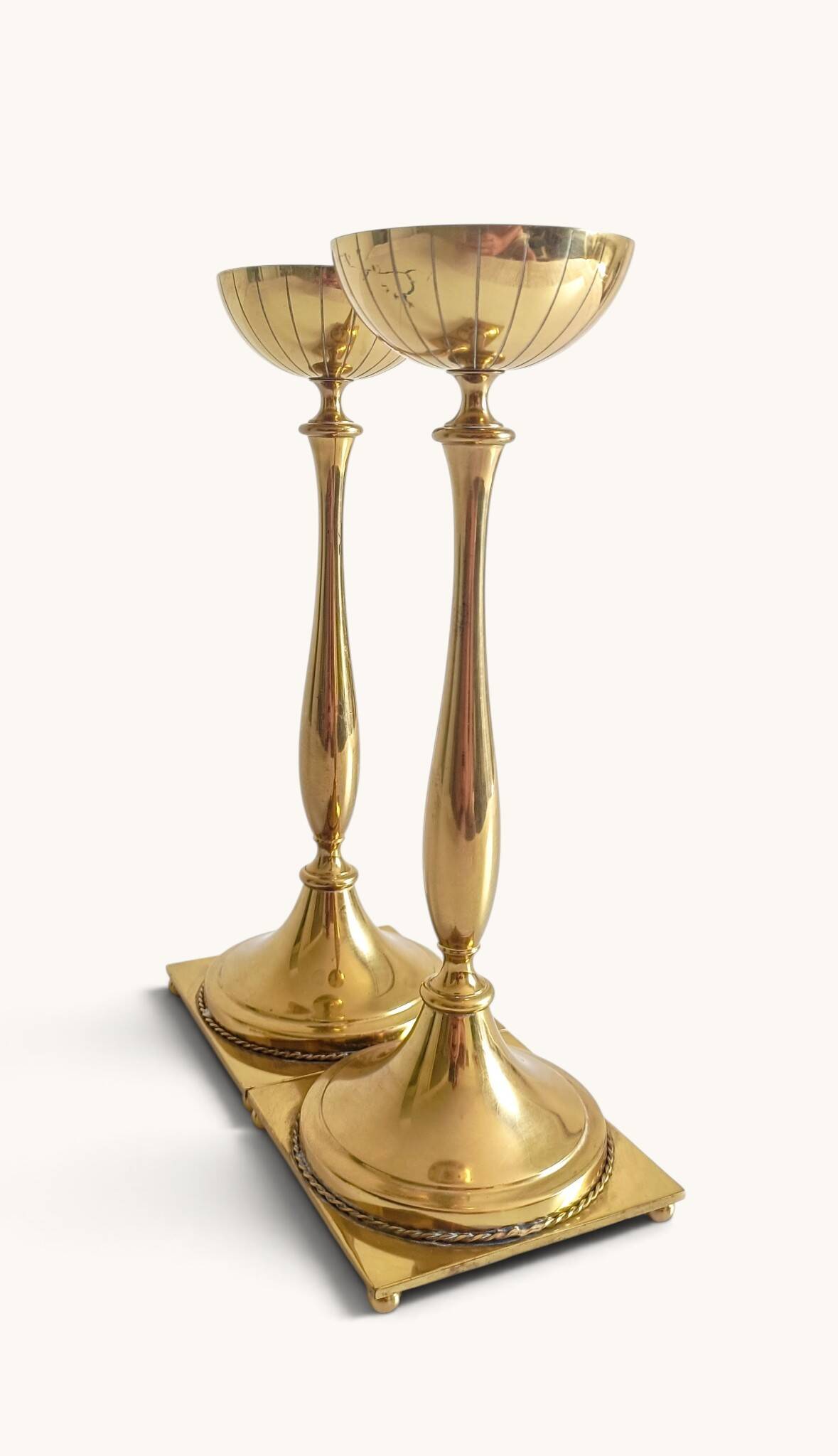 Scandinavian Modern Brass Candlesticks by Gunnar Ander for Ystad Metall