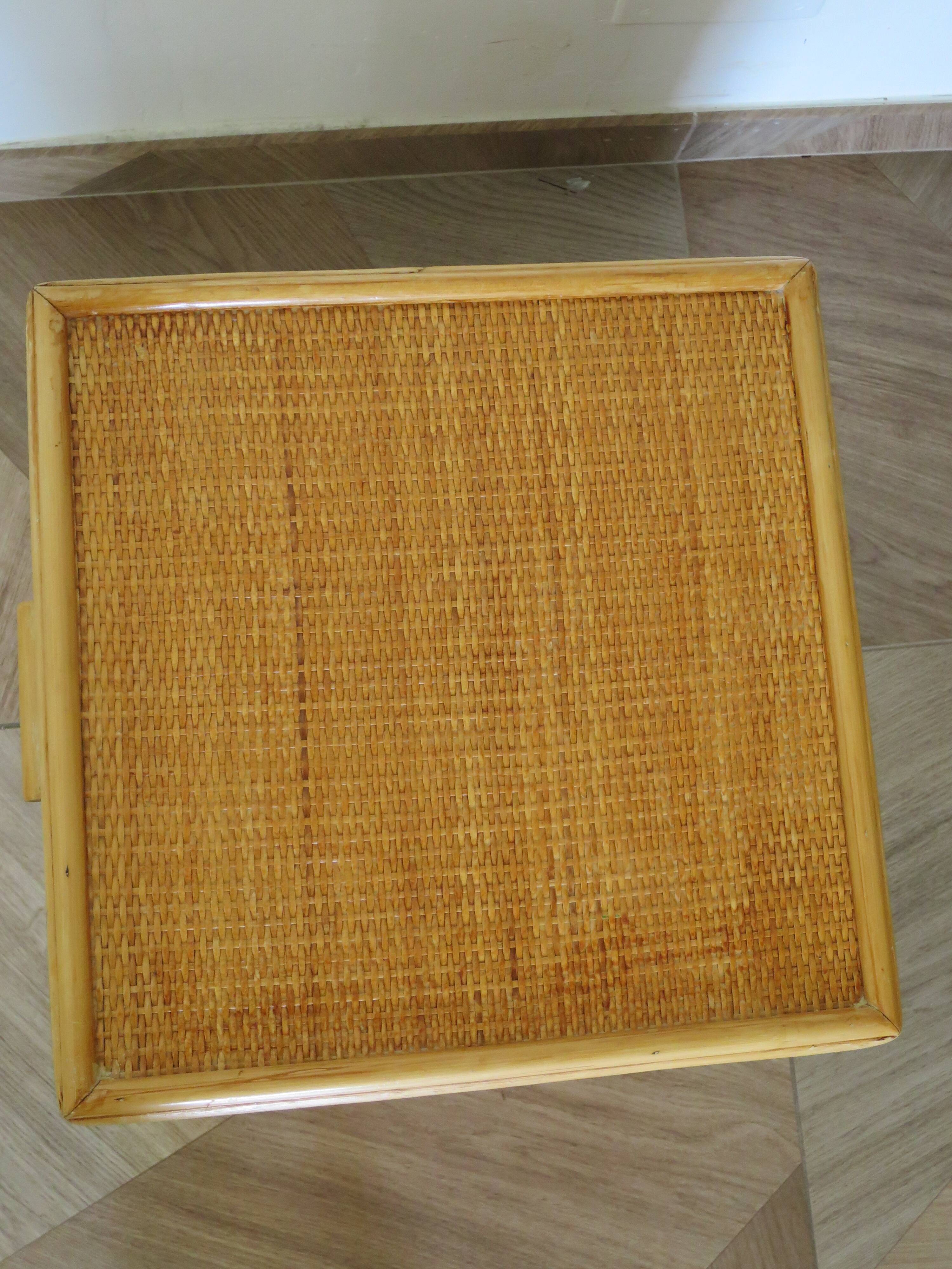 Woven rattan chest, wood and bamboo, 1980s