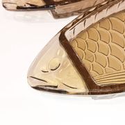Set of 2 transparent smoked glass bowls in the shape of a fish.