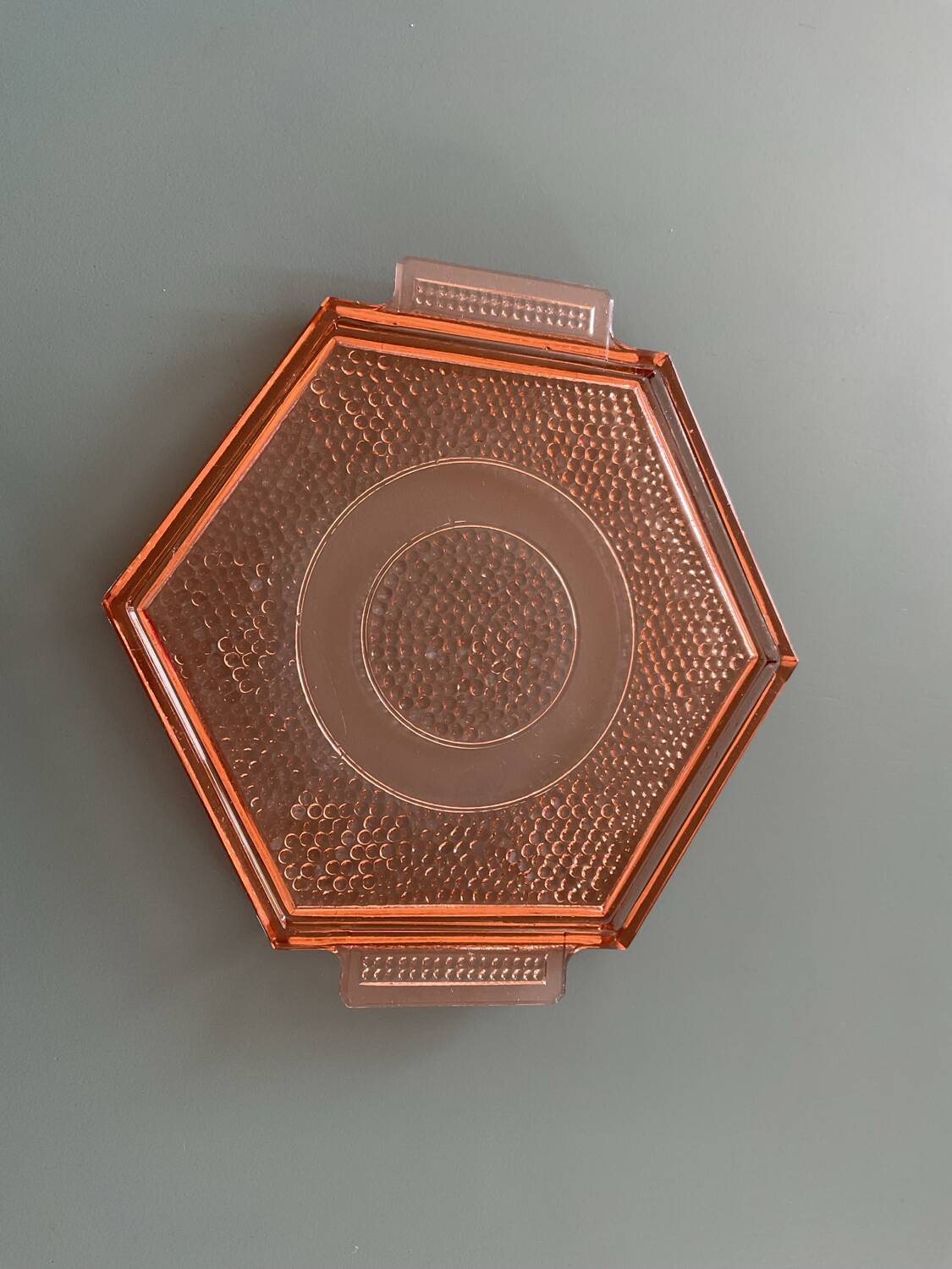 Art Deco pink glass plateau