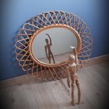 Old rattan oval mirror 58x50cm