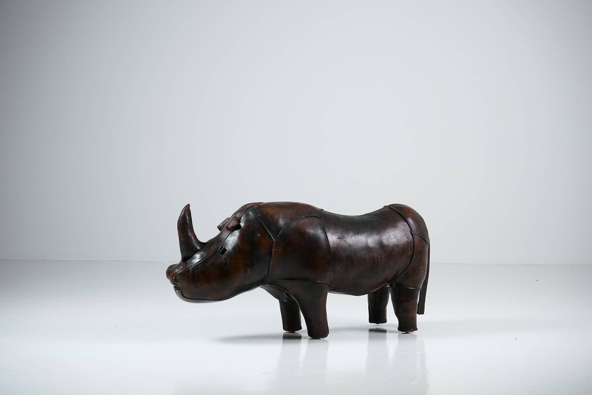 Rhinoceros Leather Footstool by Dimitri Omersa