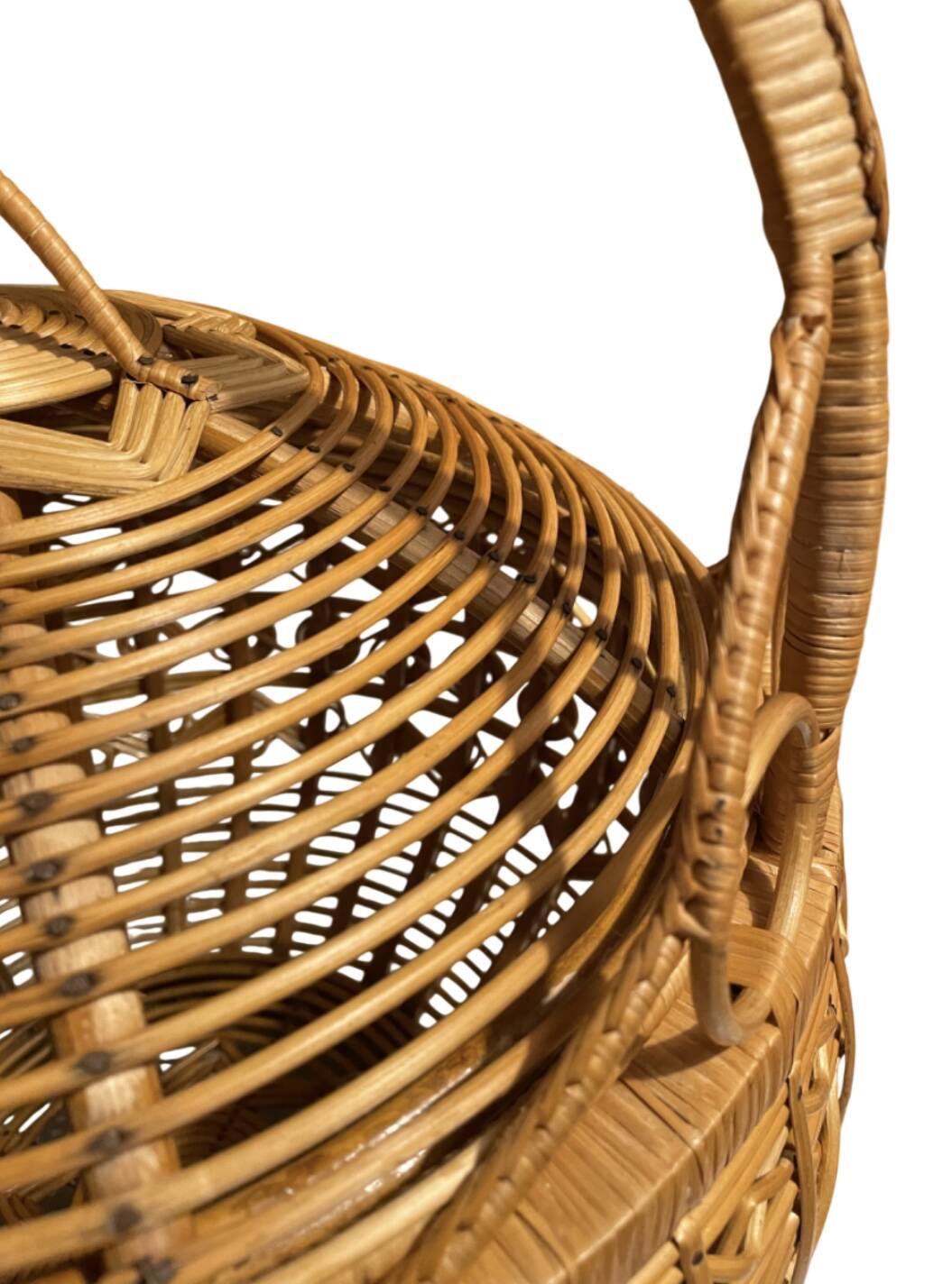 Large vintage woven rattan basket