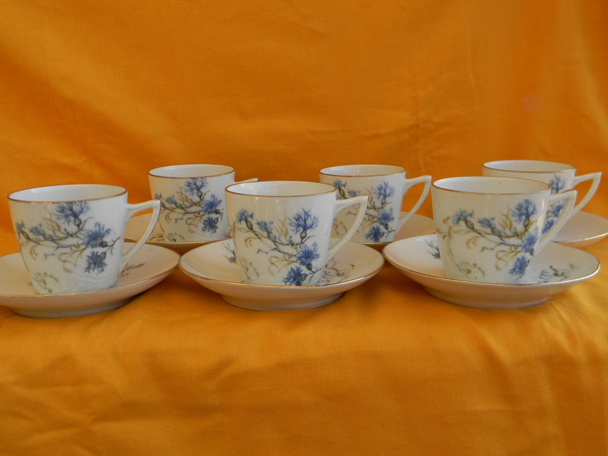 Set of 6 porcelain cups. Blueberry décor