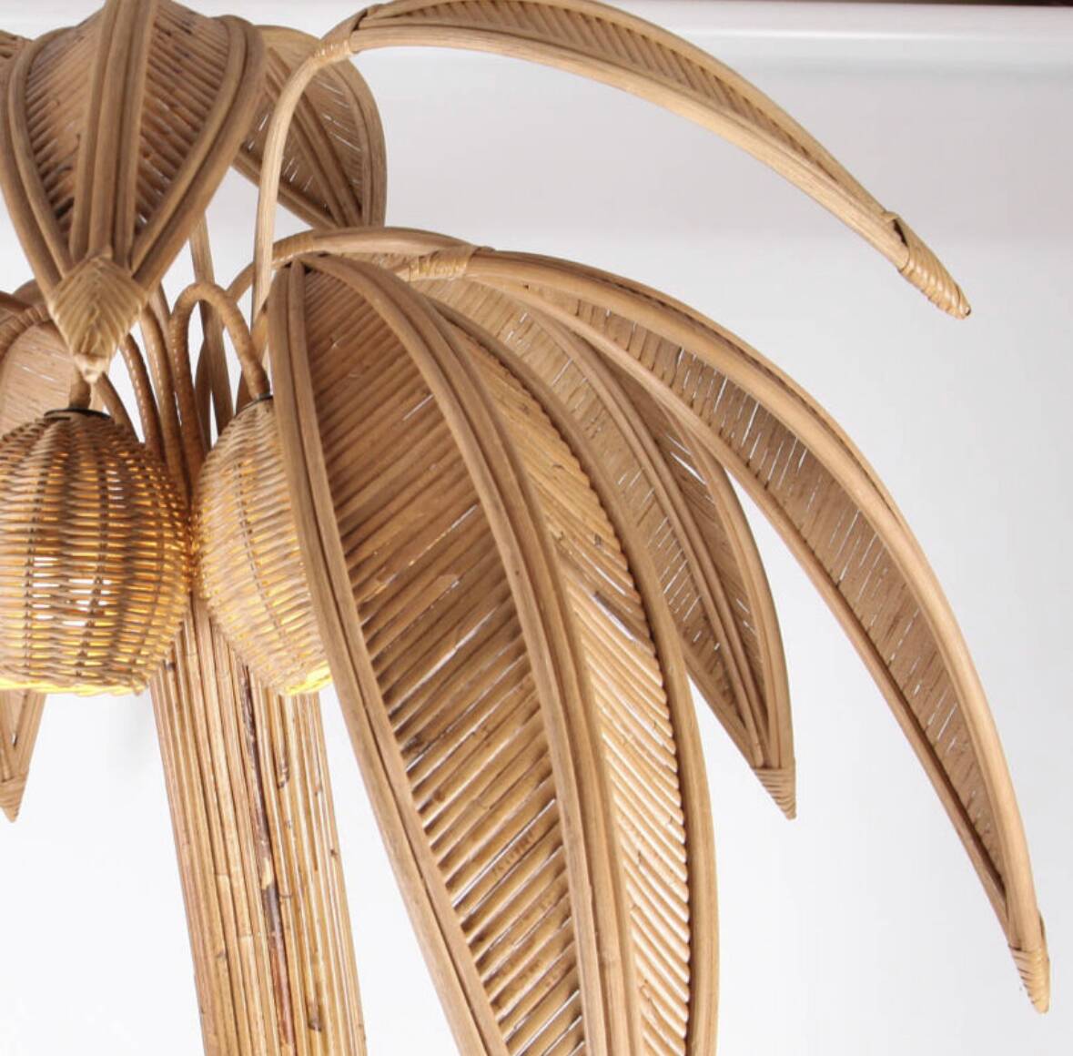 Lampadaire « cocotier/palmier » en rotin