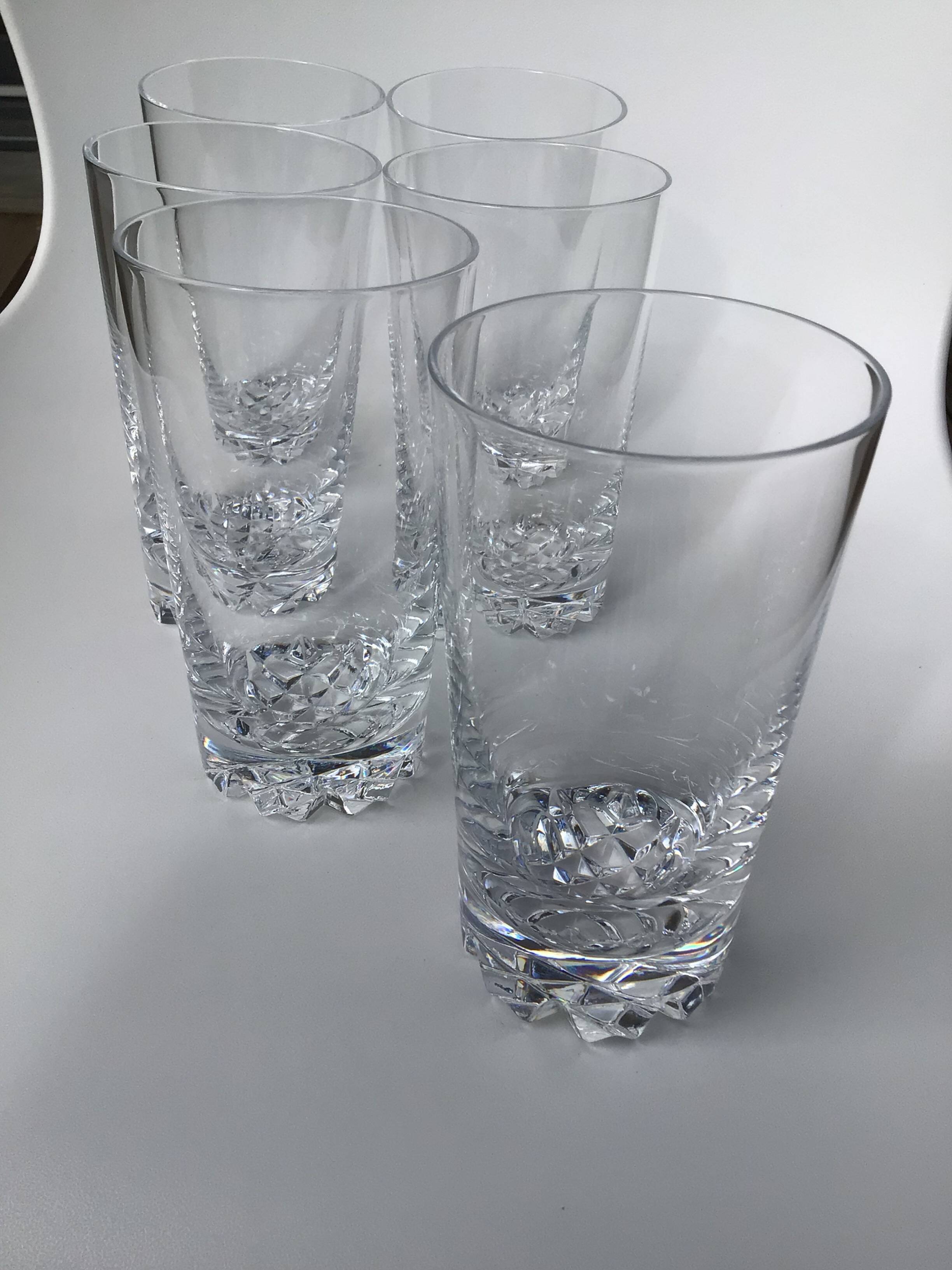 6 Crystal Long Drink Glasses with Spikes