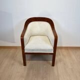 Biedermeier Bergege Chair in Walnut & Creme Velvet, Austria, 1840s