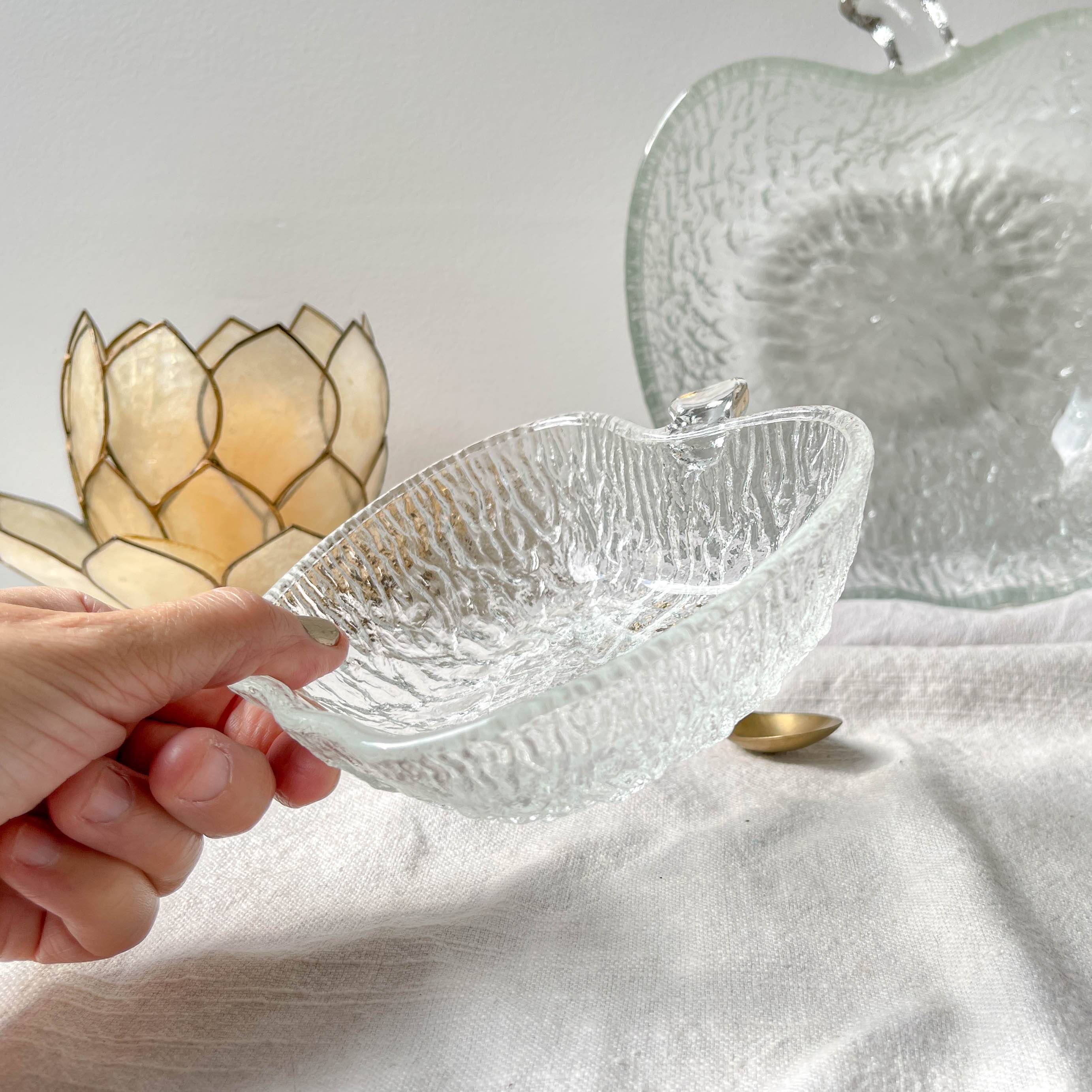 Vintage glass apple dessert set – 1 salad bowl + 5 bowls