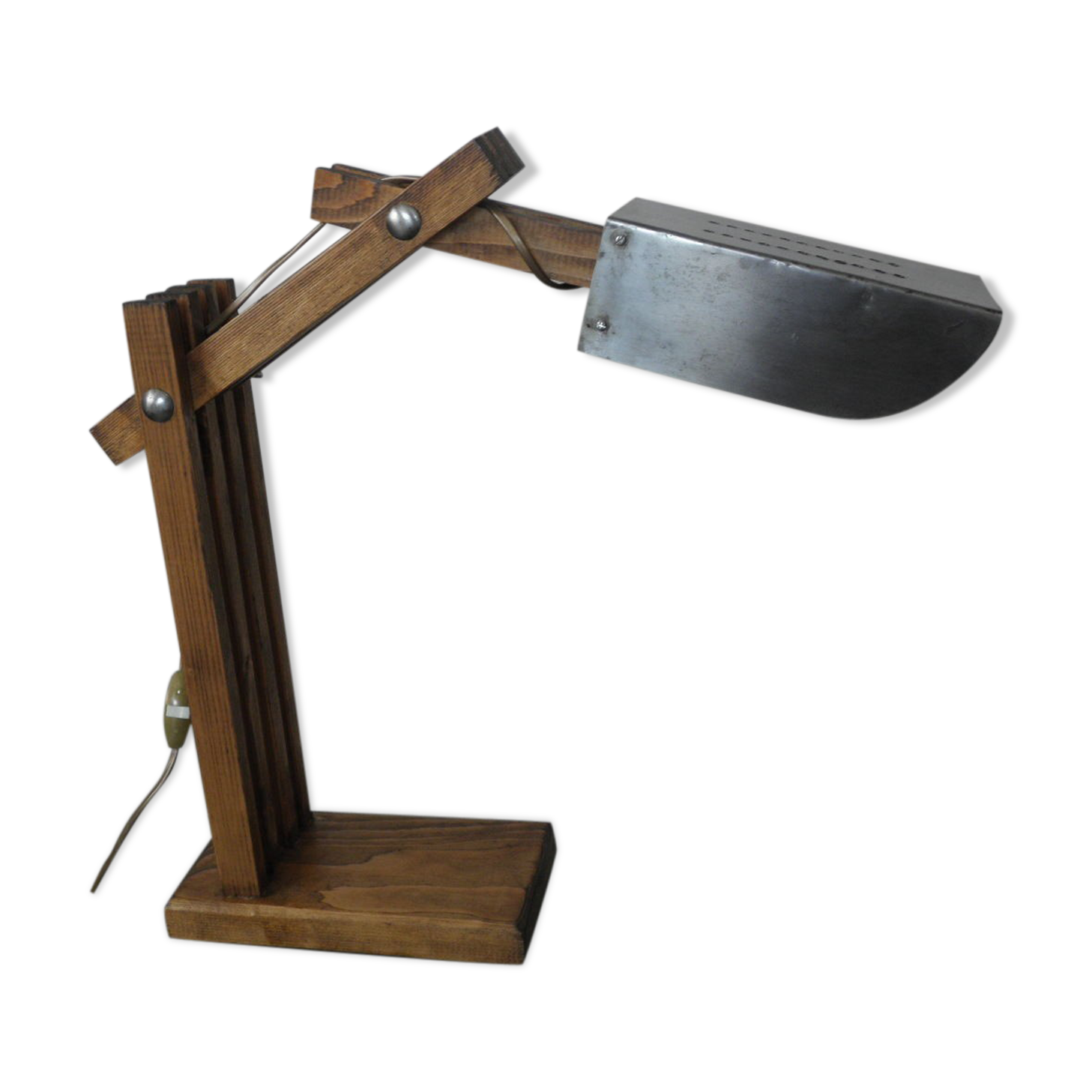 Vintage retro wooden crane table lamp