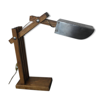 Vintage retro wooden crane table lamp