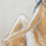 Signed pastel painting female portrait "sunlight"
