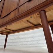 1960s, Danish chest of drawers, teak wood, mirror inside, sliding doors.