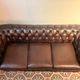 Brown leather 3-seater Chesterfield sofa