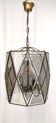 Handmande Octagonal Glass and Brass Pendant Lantern, Italy