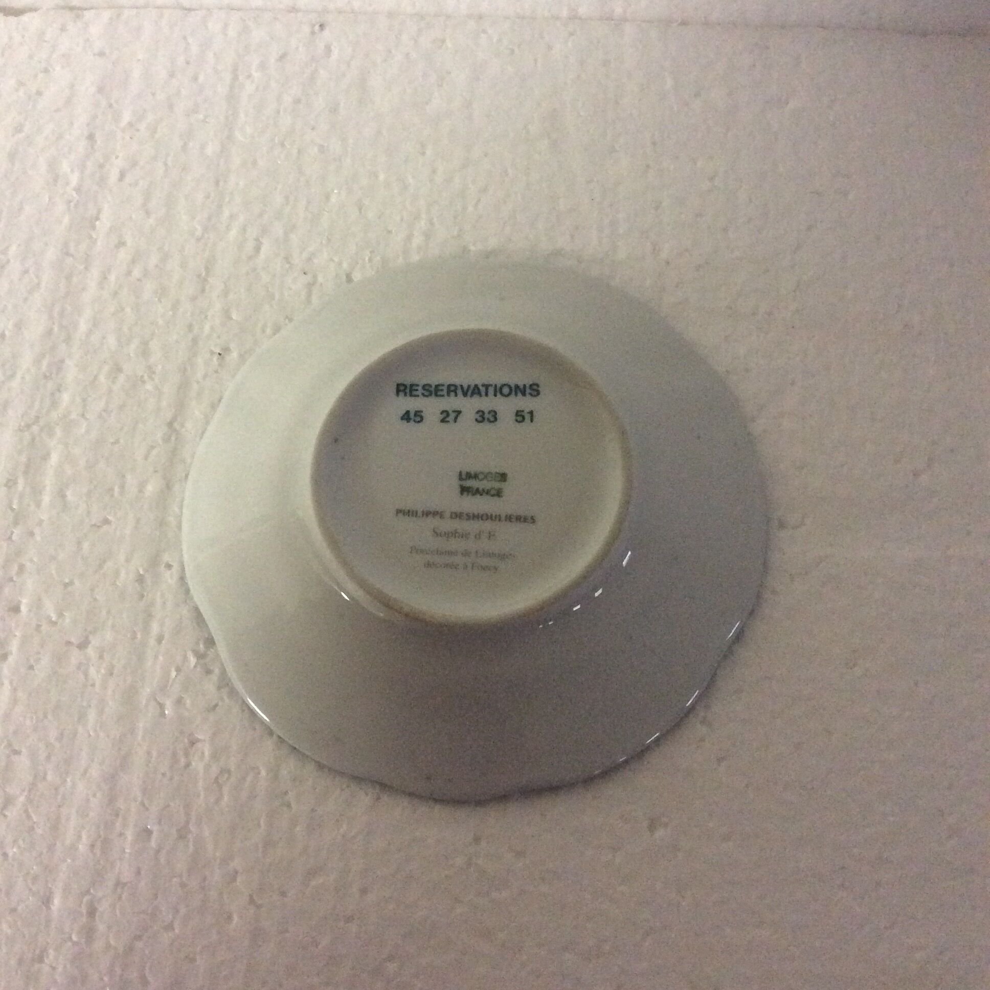 Porcelain ashtray Limoges Philippe Deshoulieres