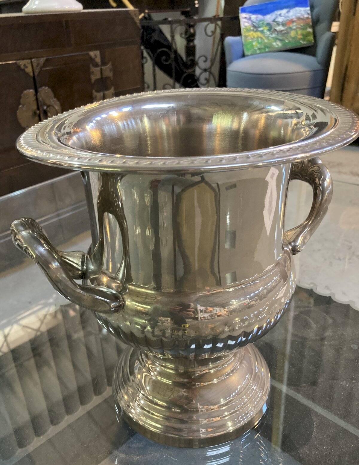 Antique ice bucket or champagne bucket - silver-plated metal