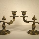 Pair of gilded bronze chandeliers