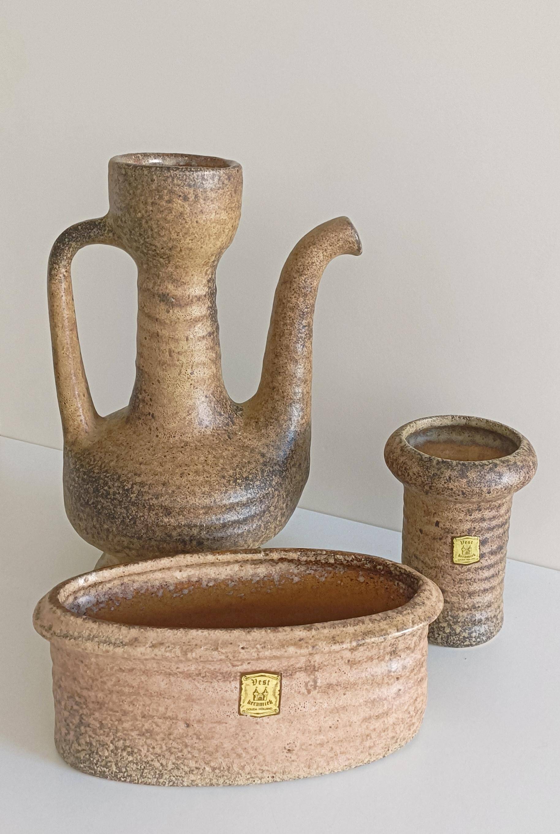 Wabi-Sabi Ceramics Set by Marius Van Woerden, Vest Keramiek, 1960s