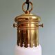 Large bulbous pendant light in white opaline and brass