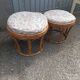Pair old ottoman stools foot rest round wicker vintage rattan