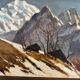 Marcel Wibault Winter Mountain Painting