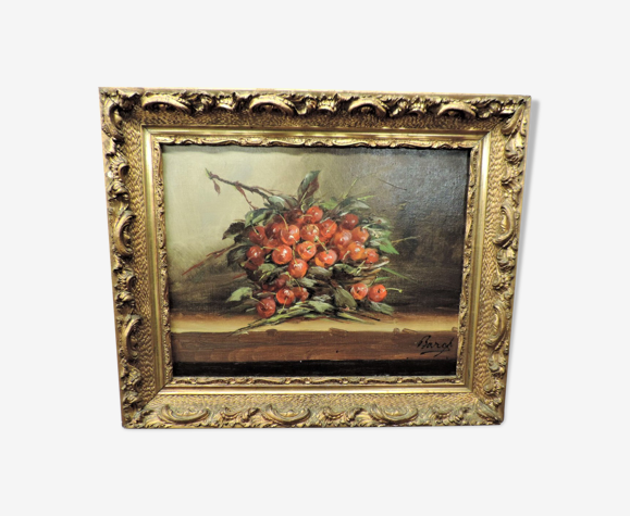 Nature morte "aux cerises "signée Bargot