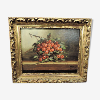 Still life "with cherries" signed Bargot