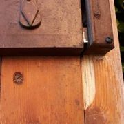 Porte d'entrée et son cadre imposte en verre translucide, début XXème