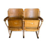Wooden wooden metal base armchairs 1950s ́