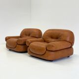 Cognac brown leather Sapporo armchair for Mobil Girgi